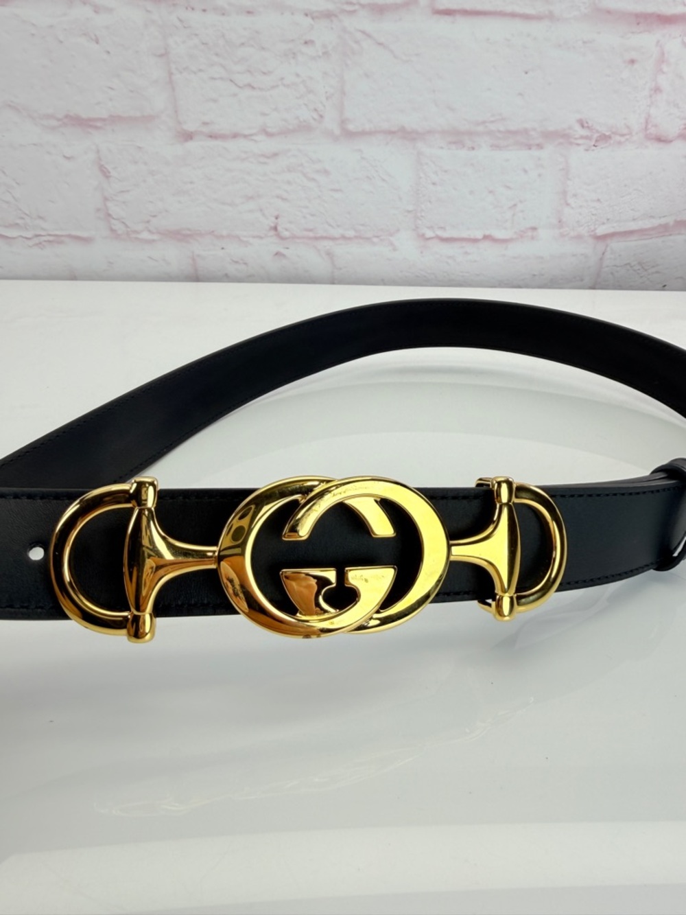 Gucci Zumi Smooth Leather Belt Black  550122 85/34 - Picture 3 of 11